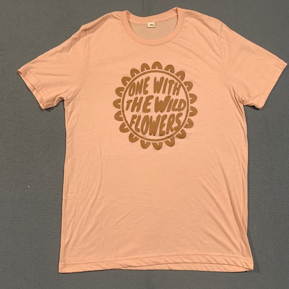 Jasper & Jane Graphic Sleep Shirt Women Small Peach Wildflowers Nature Boho Tee
